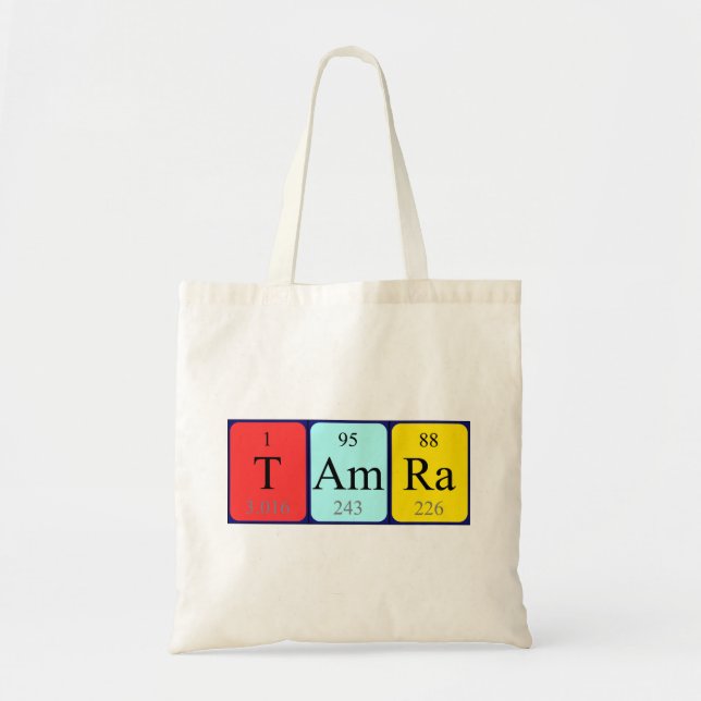 Tamra periodisk bord namn tote bag tygkasse (Framsidan)