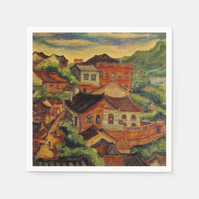 Tamsui & Chen Cheng-Po /Taiwan vintage art Pappersservett (Framsidan)