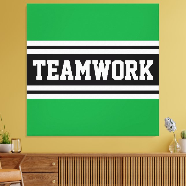 TAMWORK Athletic Grönt Black White Tävla Rand Canvastryck (Insitu (Vardagsrum))