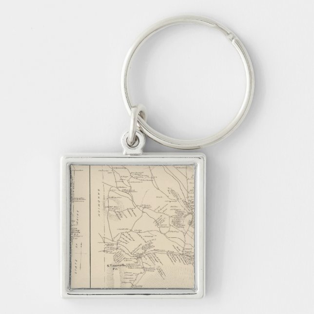 Tamworth, Carroll Co Fyrkantig Silverfärgad Nyckelring (Framsidan)