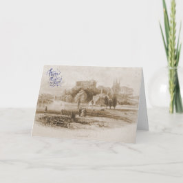 Tamworth Castle & Mill Gott nytt år Card Helgkort
