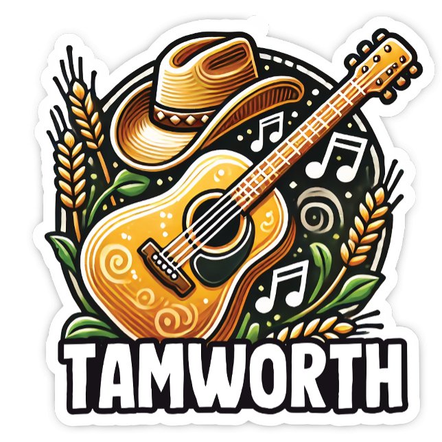 Tamworth, NSW Australia Sticker Klistermärken (Tamworth New South Wales, Australia. Country Music Festival, Golden Guitar Momento.)