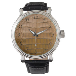 Tan Alligator Mönster Armbandsur