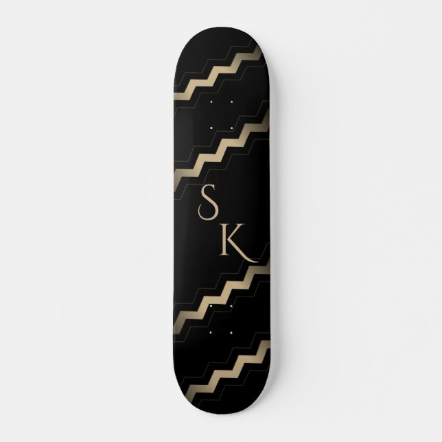 Tan and Black Zigzag Mini Skateboard Bräda 18,5 Cm (Framsida)