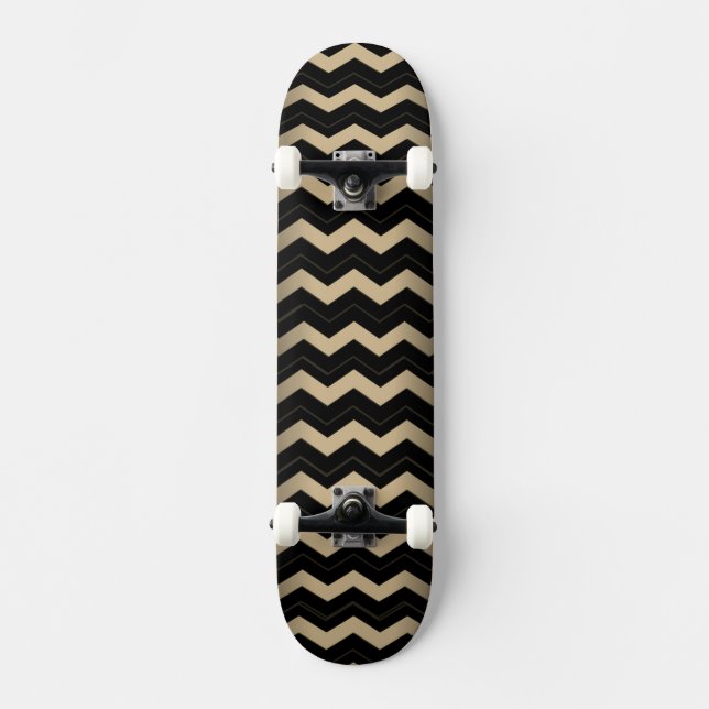 Tan and Black Zigzag  Mini Skateboard Bräda 18,5 Cm (Framsida)