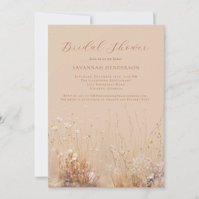 Tan and Cream Neutral Bridal Shower Invitation Inbjudningar (Framsida)