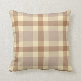Tan and Cream Tartan Cushion Kudde