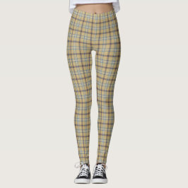 Tan and Wedgewood Blue Plaid Leggings
