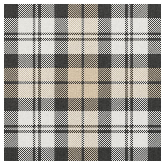 Tan and White Black Watch Tartan Play Tyg (Närbild)