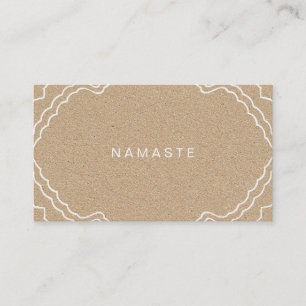 Tan and White Simple Namaste Yoga Teacher Visitkort