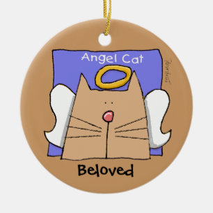 Tan Angel Cat Personalize Julgransprydnad Keramik
