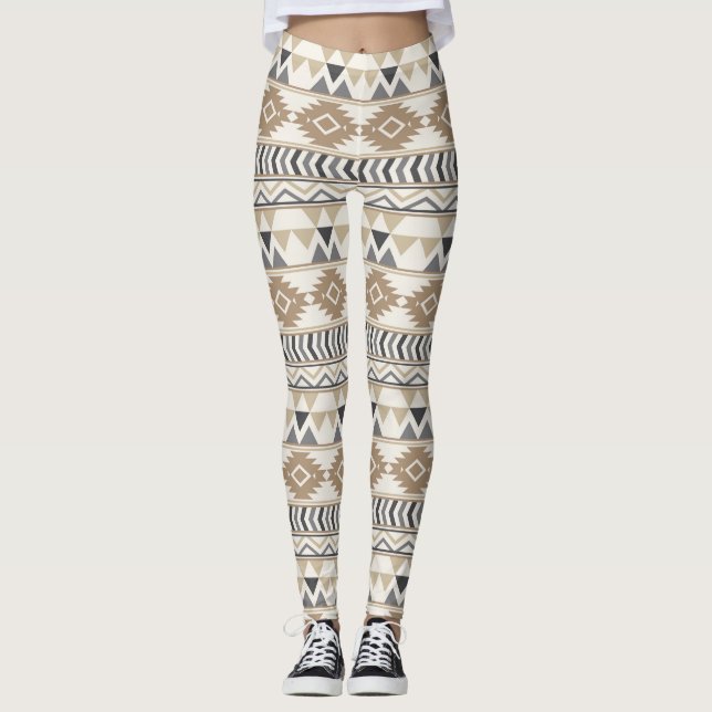 Tan Aztec Kvinnors förband Leggings (Framsida)