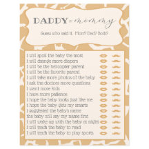 Tan Baby Giraffe Baby Shower Game som sa det