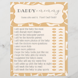 Tan Baby Giraffe Baby Shower Game som sa det