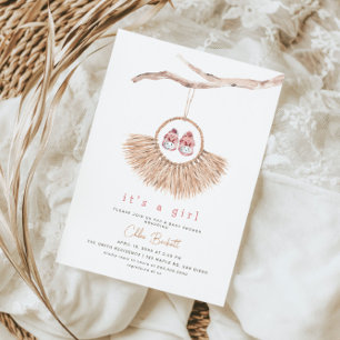 Tan Baby Shower för Boho Wandeans Flicka Inbjudningar