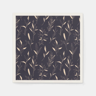 Tan beige-blommans blad, magenta blå papper pappersservett