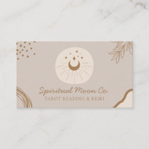 Tan Beige Earth Tone Måne Stars Andlig Reiki Visitkort
