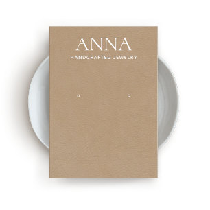 Tan Beige Leather Earring Visning Visitkort