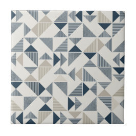 Tan Beige Navy Blue Square Triangle Elegant Kakelplatta