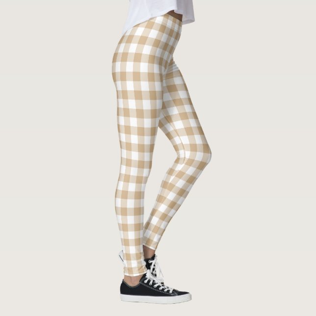 Tan Beige Rutig Gingham Leggings (Höger)