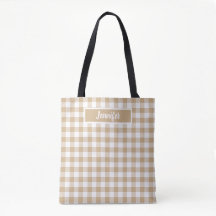 Tan Beige Rutig Gingham Personlig