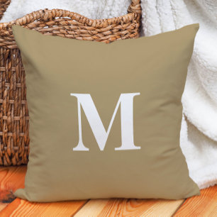 Tan Beige Stor Bokstavsmonogram Kudde