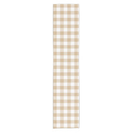 Tan Beige Vit Rutig Löpande Bordsduk