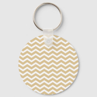 Tan Beige White Chevron Mönster Nyckelring