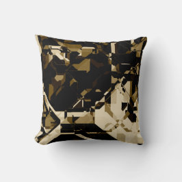 Tan Black & Beige Abstrakt Geometric Mönster Kudde