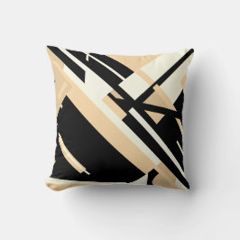 Tan Black Beige Diagonal Abstract Design Kudde