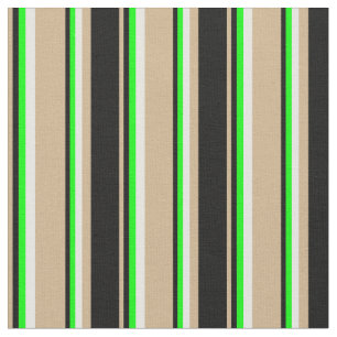 Tan, Black, Lime & Mint Cream Färgad Rand Tyg
