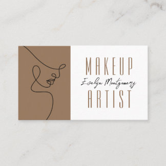 Tan Black QR Code Script Makeup Business Card Visitkort