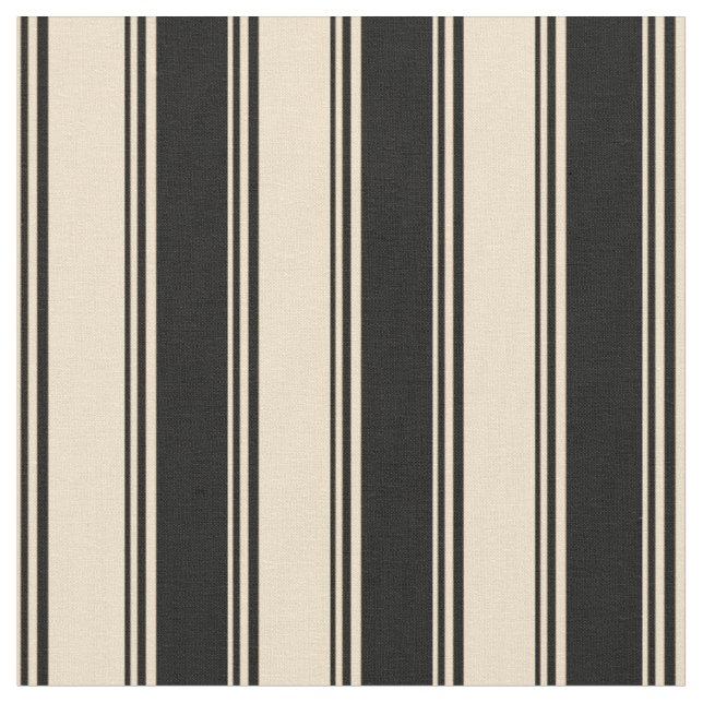 Tan & Black Rand Mönster Tyg (Närbild)