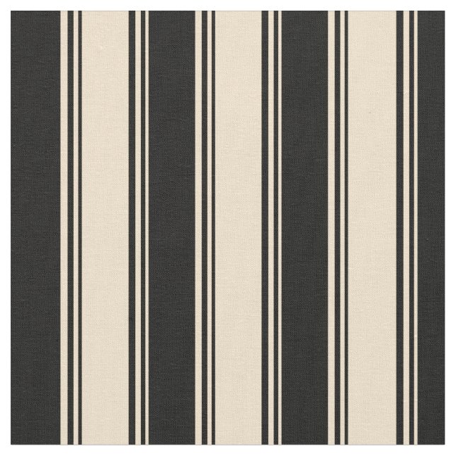 Tan & Black Stripe/LINN Mönster Tyg (Närbild)