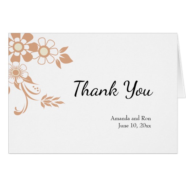 Tan Blommigt Swirl OBS Kort (Framsidan Horizontal)