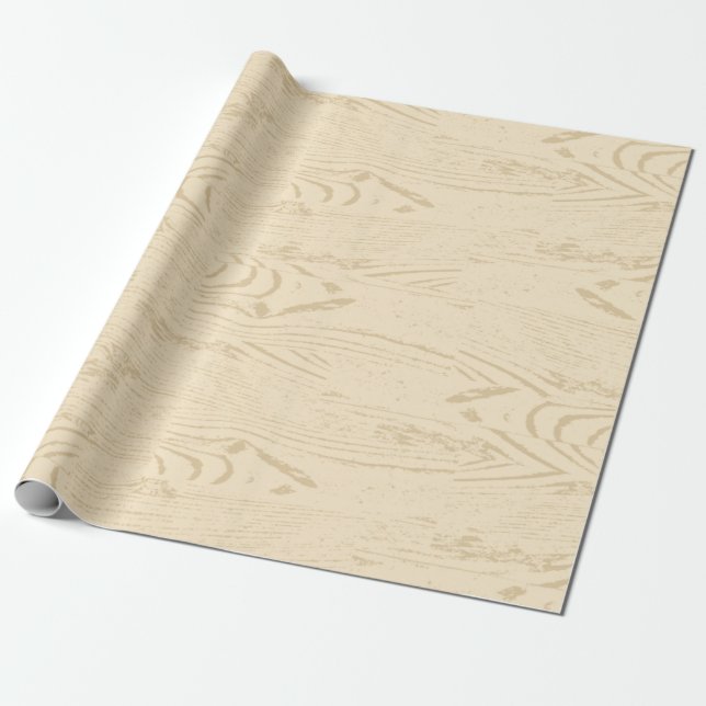 Tan Blond Faux Woodgrain Wood Paneling Patterned Presentpapper (Utrullad)