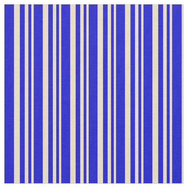 Tan & Blue Färgad Linjer Tyg (Närbild)