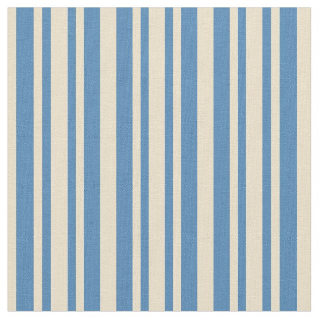 Tan & Blue Stripe Mönster Tyg (Närbild)