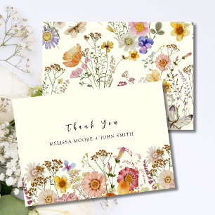 Tan Boho Wildblomma Bröllop - tackkort Inbjudningar