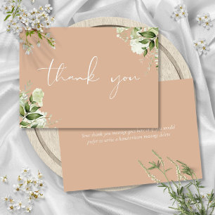 Tan Botanical Greenery Elegant Script Tack Kort