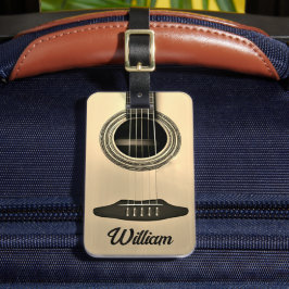 Tan Brown Acoustic Guitar Instrument Namn Bagagebricka