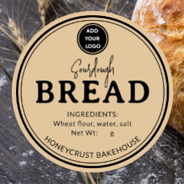 Tan Brown Bakery Sourdough Bread Label Sticker Runt Klistermärke