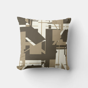 Tan Brown Beige Abstrakt MCM-inspirerad design Kudde
