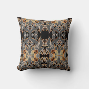 Tan Brown Beige Black Grått Mediterranean Mosaic Kudde