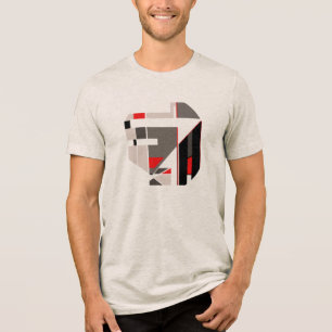 Tan Brown Black Red Geometric Abstrakt MCM-utseend T Shirt