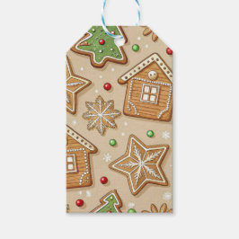 TAN BROWN CHRISTMAS GINGERBREAD COOKIES PRESENTETIKETT