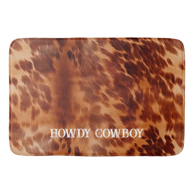 Tan Brown Cowhide Badrumsmatta (Framsidan)