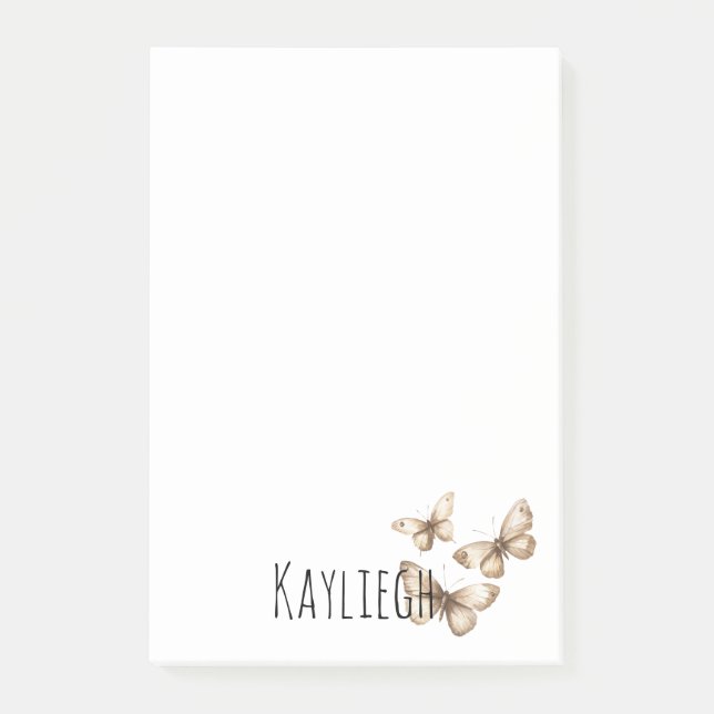 Tan Brown Cream Butterflies Post-it Block (Framsida)