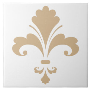 Tan Brown Fleur de lis Kakelplatta