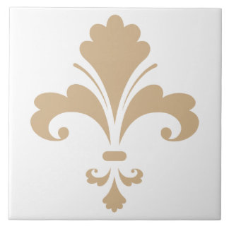 Tan Brown Fleur de lis Kakelplatta